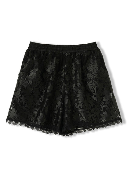 Short en dentelle à taille élastique avec poches brodées noires tendance pour l'été AC1012