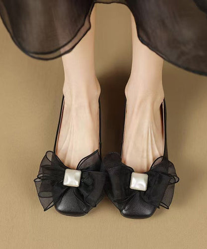 Fashion Shoes Splicing Bow For Black Flat Women