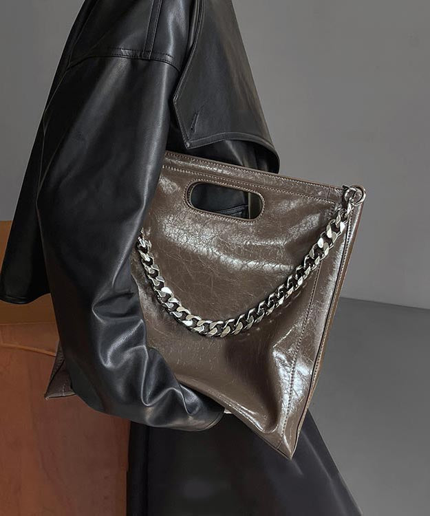 Kapazität Große verknüpfte Kalbsschulter Mode Lederkette Schwarz