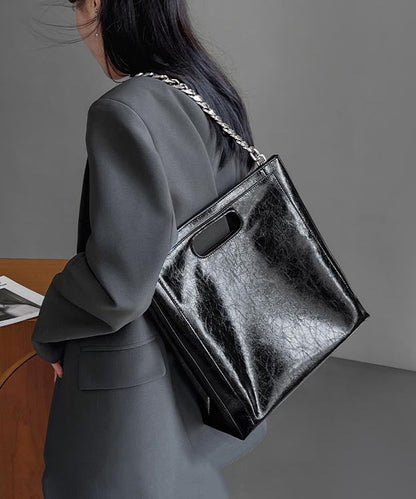 Kapazität Große verknüpfte Kalbsschulter Mode Lederkette Schwarz