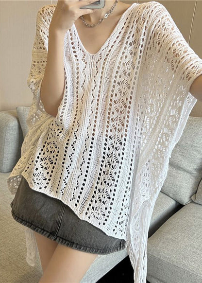 Neck Silk High Design Fashion Knit V Summer Shirt Black T Low Ice