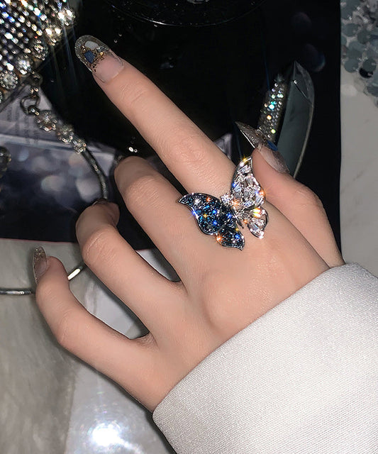 Rings Blue Alloy Zircon Fashion Butterfly