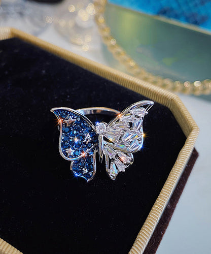 Rings Blue Alloy Zircon Fashion Butterfly