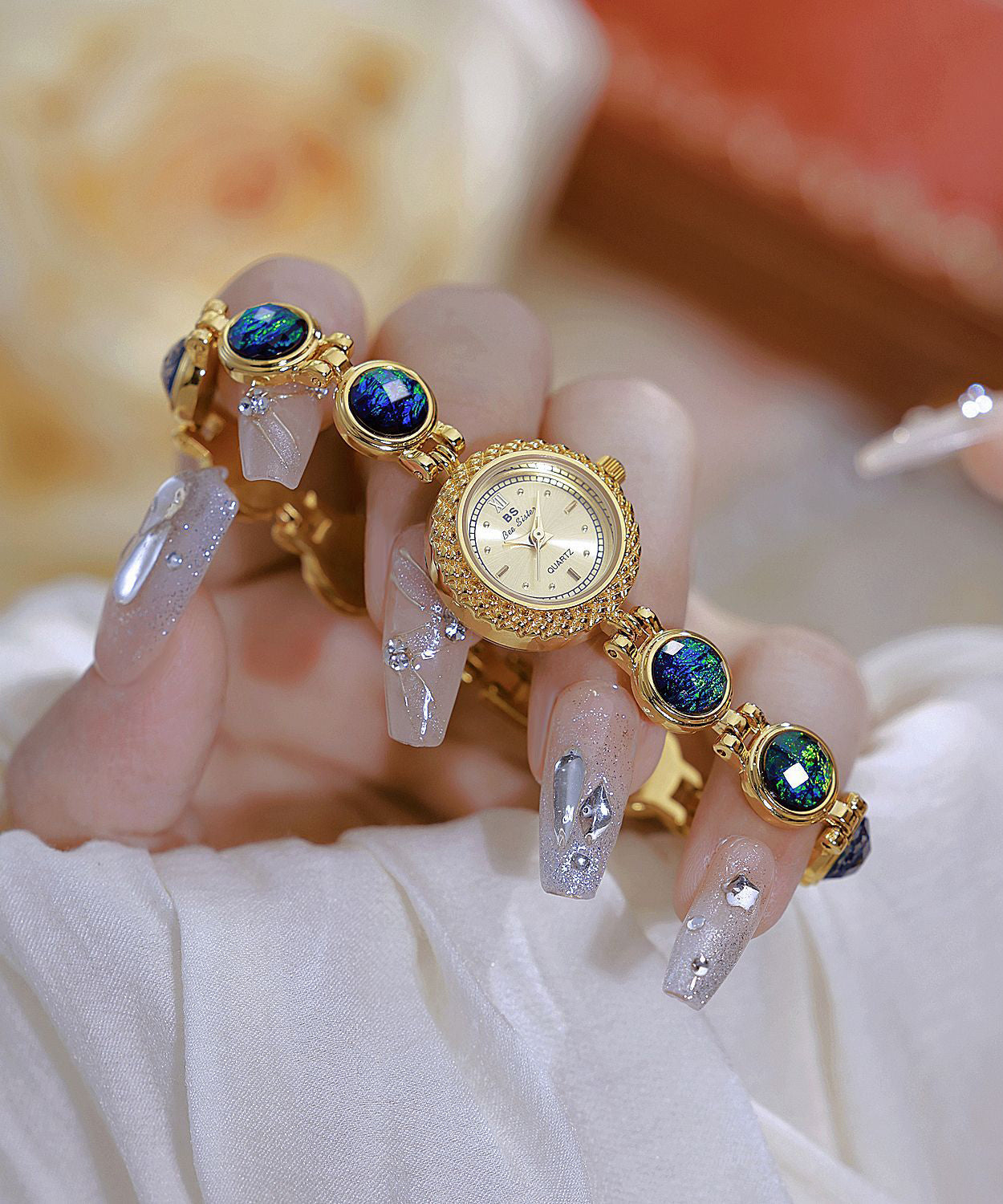 Crystal Metal Hardlex Movement Fashion Quartz Blue Watches