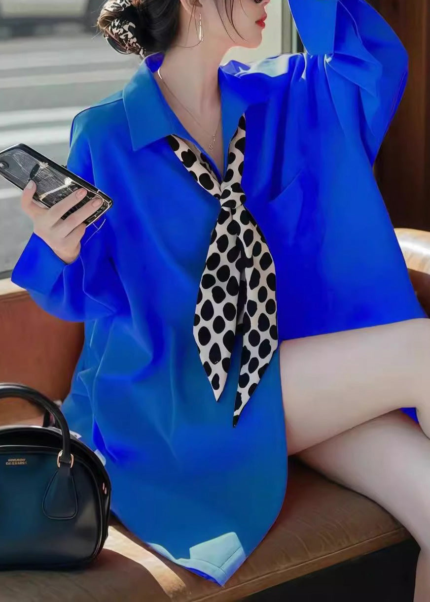 Chemise à col Peter Blue Fashion Spring Pan Solid