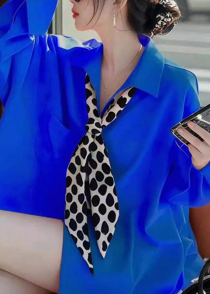 Chemise à col Peter Blue Fashion Spring Pan Solid