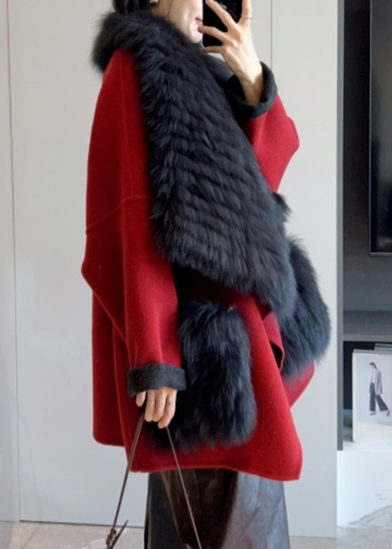 Fashion Camel Fur Collar Patchwork Long Woolen Coats Winter WN003