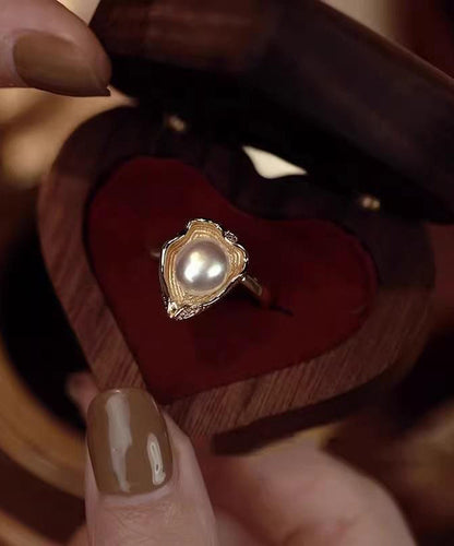 Gold Copper Fashion Pearl Rings Overgild