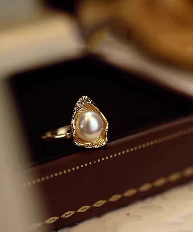 Gold Copper Fashion Pearl Rings Overgild