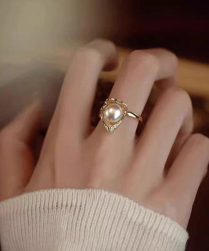 Gold Copper Fashion Pearl Rings Overgild