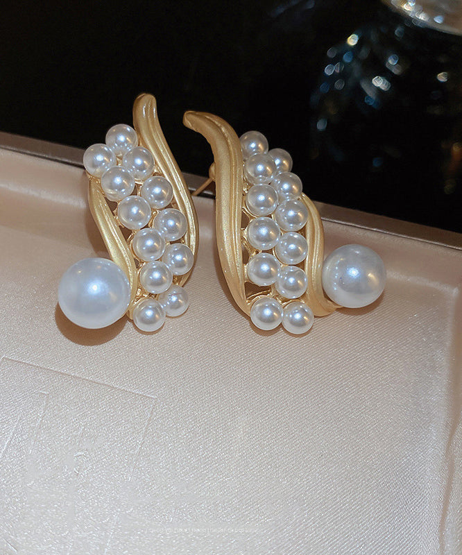 Mode Gold Sterling Silber Legierung Perle Creolen YX023