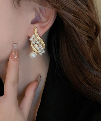 Mode Gold Sterling Silber Legierung Perle Creolen YX023