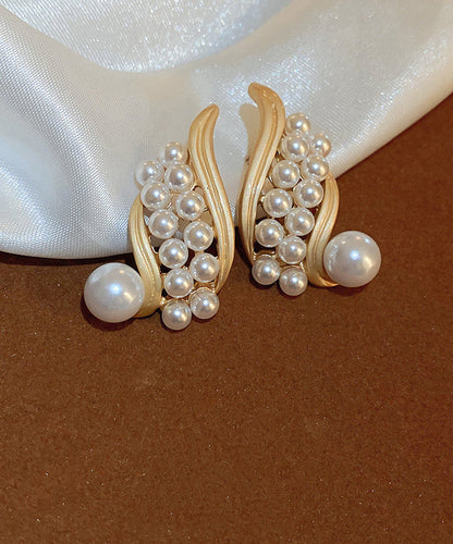 Mode Gold Sterling Silber Legierung Perle Creolen YX023