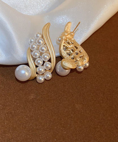 Mode Gold Sterling Silber Legierung Perle Creolen YX023