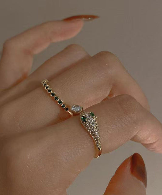 Fashion Gem Silver Stone Rings Sterling Zircon Overgild Gold Open