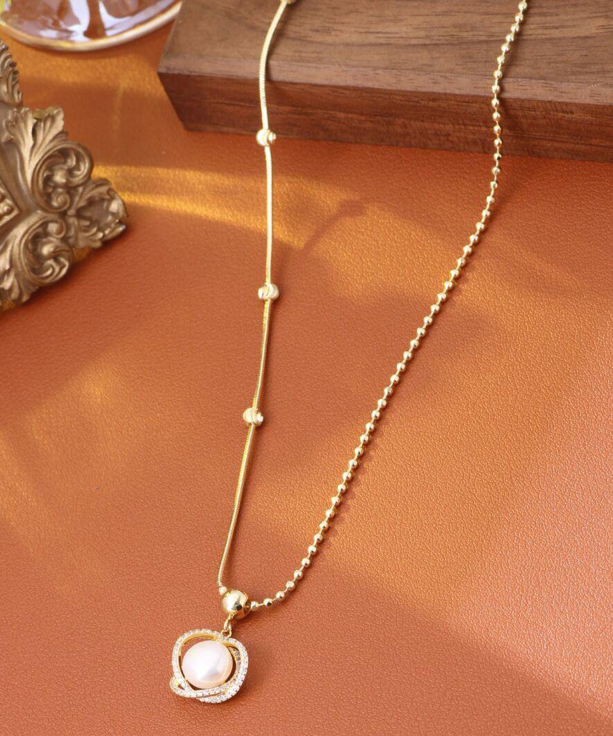 Silber Mode Overgilt Zirkon Anhänger Perle Sterling Gold