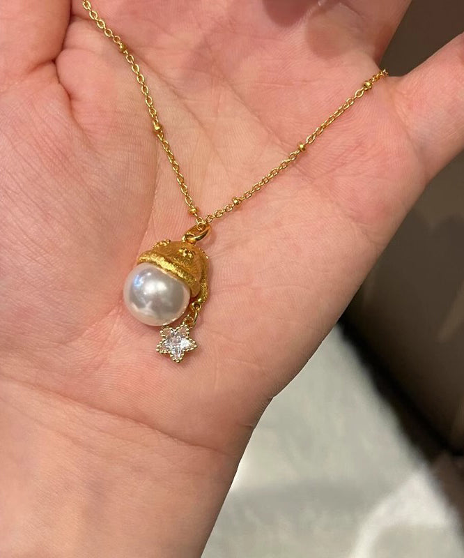 Mode Overgild Stern Sterling Gold Santa der Silber Perle Zirkon