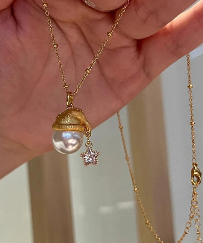 Mode Overgild Stern Sterling Gold Santa der Silber Perle Zirkon