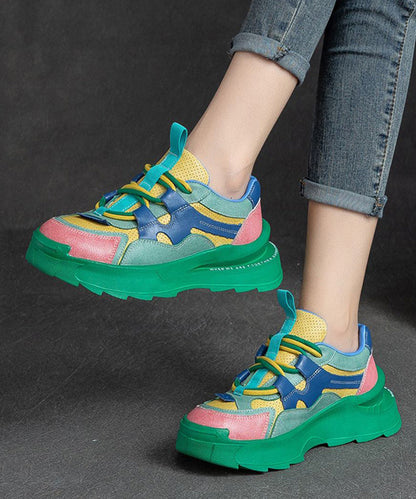 Mocassins à plateforme en daim vert tendance pour femmes JJ018