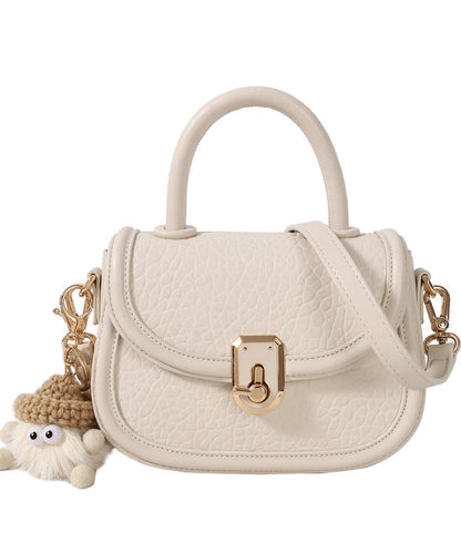 Sac à main fourre-tout mini en similicuir blanc laiteux à la mode MM003