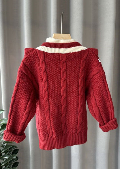 Pull à col roulé en coton à la mode pour enfants, patchwork, faux deux pièces, tricot, hiver WL043