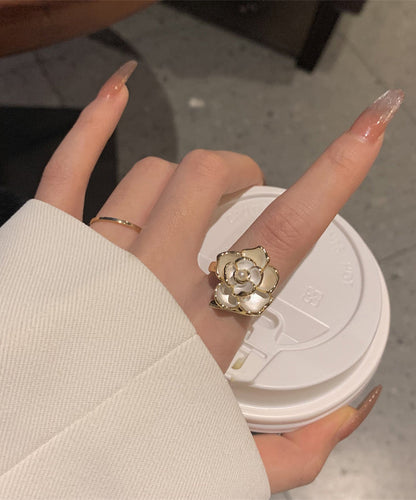 Rings Camellia Orange Fashion Pearl Copper