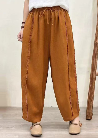 Pantalon en dentelle patchwork orange surdimensionné mode été