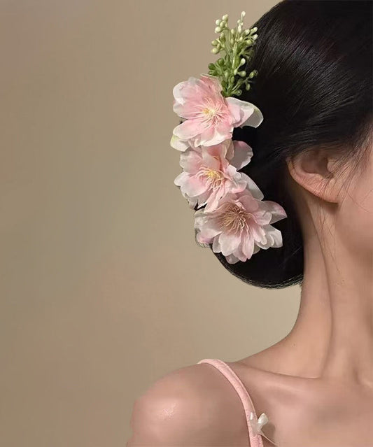 Rosa Blumen-Haarnadel aus Legierung, modischer Stoff
