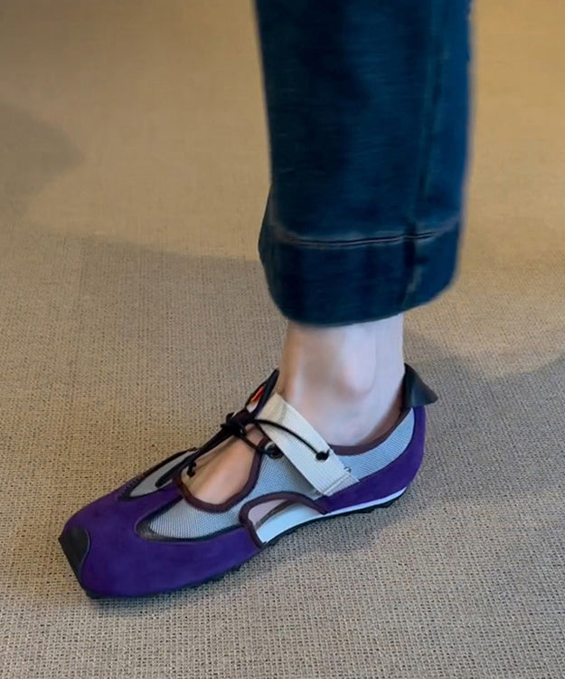Schuhe Hohl Mode Spleißen Frauen Up Flache Aus Für Lila Spitze