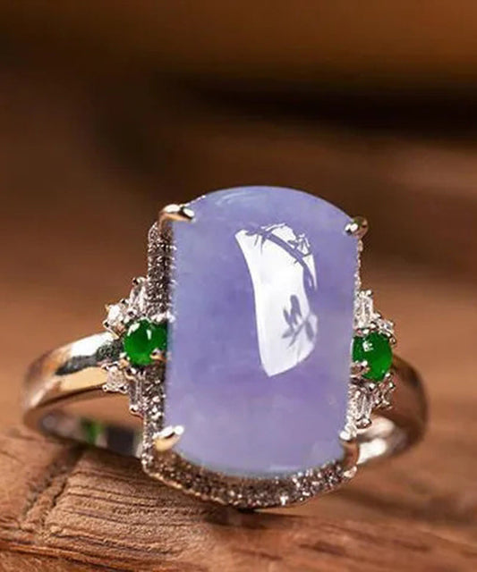 Bague tendance en argent sterling avec pierres précieuses violettes surdorées AC1051