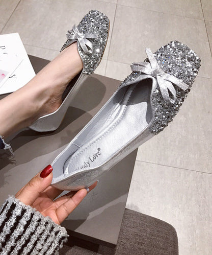 Loafers Spleißen Pailletten Faux Rot Mode Penny Bow Leder