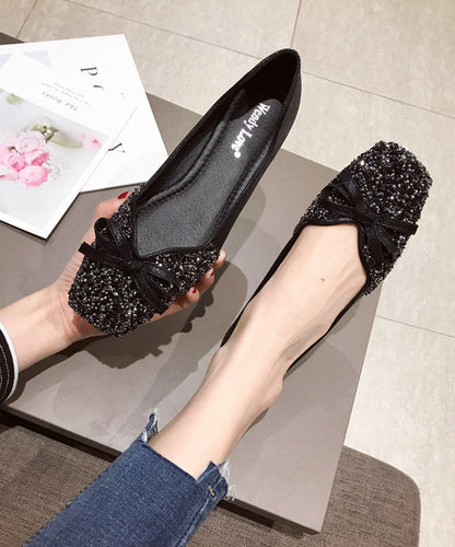 Loafers Spleißen Pailletten Faux Rot Mode Penny Bow Leder