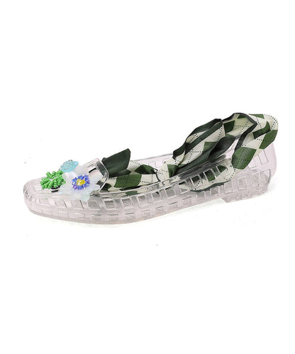 Red Flower Flats Square Out Shoes Fashion Toe Hollow