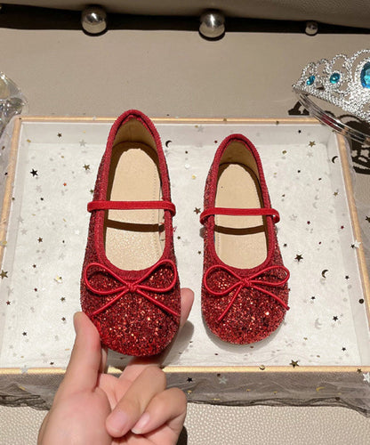 Lace Up Sequins Loafers Red Kids Penny Fashion