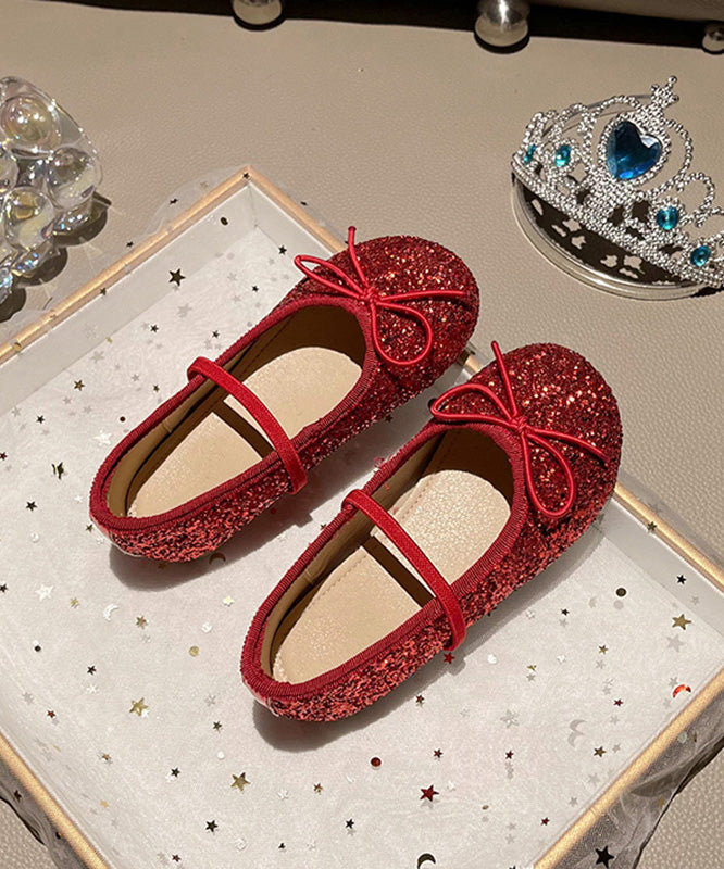 Lace Up Sequins Loafers Red Kids Penny Fashion