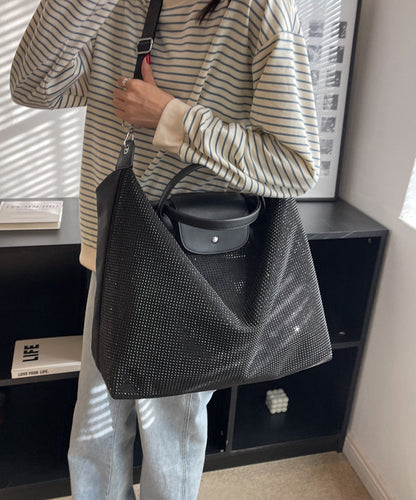 Sac à main tendance en argent avec incrustation de zircons de grande capacité WI035