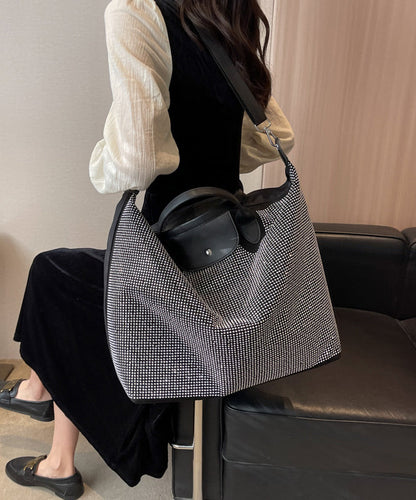 Sac à main tendance en argent avec incrustation de zircons de grande capacité WI035