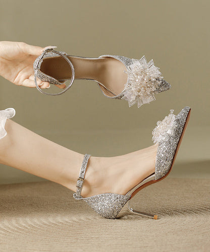 Fashion Splicing Pailletten spitze silberne Stiletto Heels High Toe