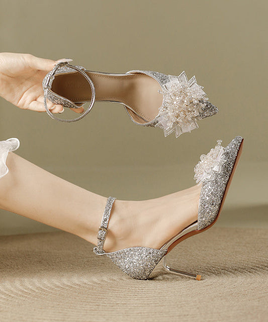 Fashion Splicing Pailletten spitze silberne Stiletto Heels High Toe