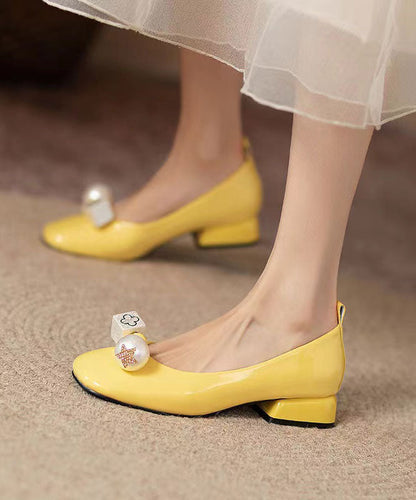 Mocassins épais à la mode en similicuir jaune QK037