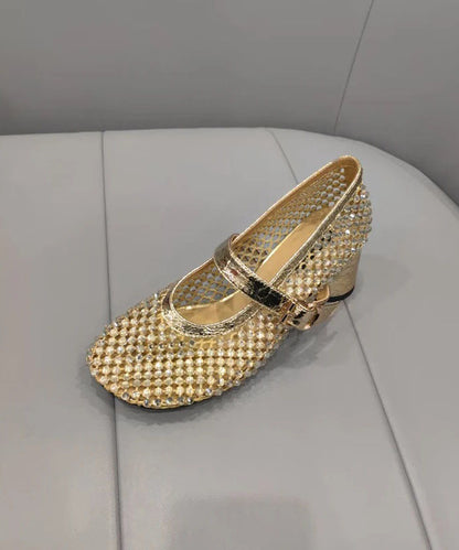 Black Breathable Chunky Splicing Fashion Zircon Shoes Mesh