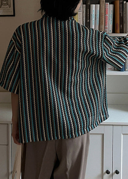 Shirts Taschen Gestreiften Baumwolle Herren Mode Taste Sommer