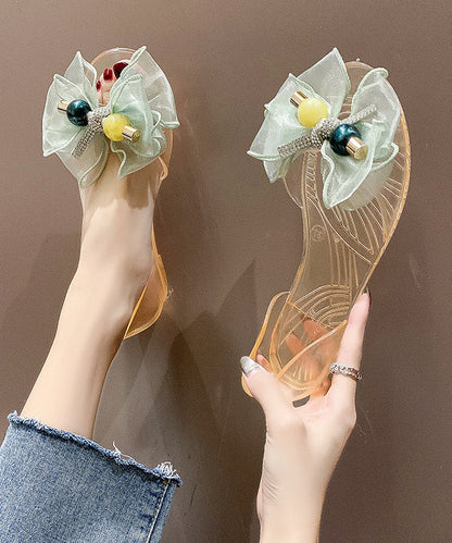 Sandales de marche à la mode en tulle avec nœud et cristal transparent AA003