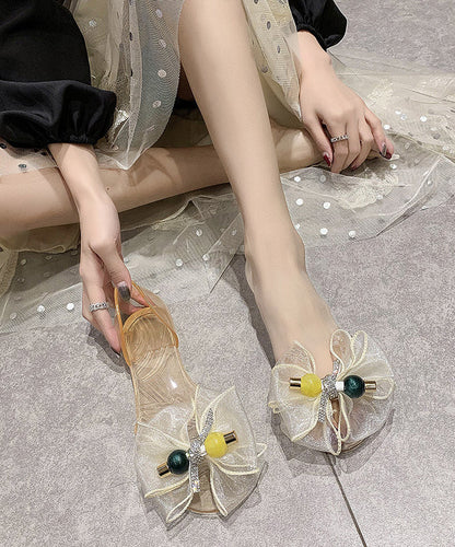 Sandales de marche à la mode en tulle avec nœud et cristal transparent AA003