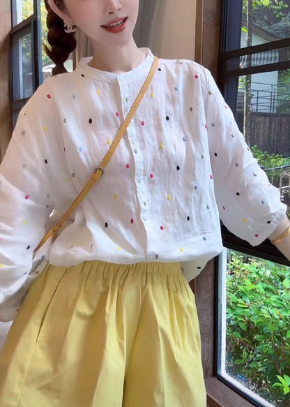 Shirt Sleeve Cotton Fashion Collar Bracelet Stand White Print