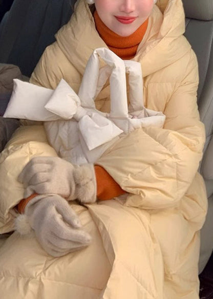 Modische gelbe Kapuzenjacke mit Bindegürtel und feiner Baumwollefüllung, Winterjacke TQ027