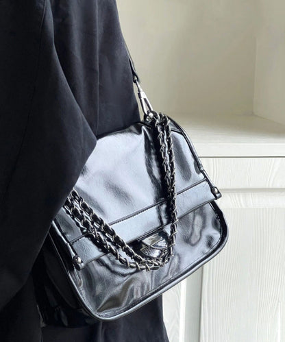 Sac à bandoulière en similicuir noir tendance et polyvalent MM072