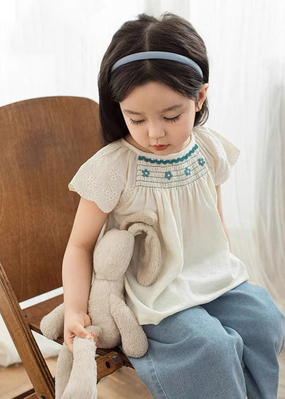 T-shirt à manches courtes et col rond beige pour enfant SS1026