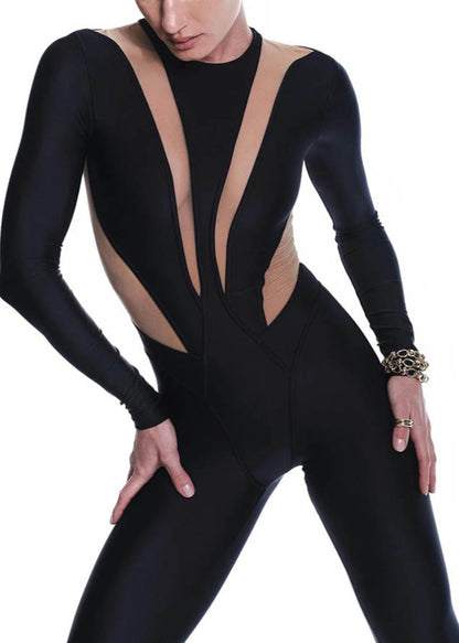 Combinaison d'entraînement une pièce noire ajourée sans coutures Gymshark Legging TH017