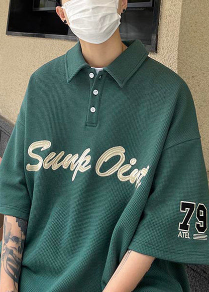 Blackish Fine Shirts Sommer Brief Grün Baumwolle Taste Männer Polo